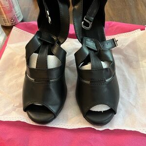 Elegant Black Women's Peep-Toe Heels
